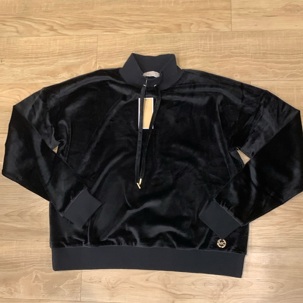 Michael Kors Black Velvet Pullover Sweater Top Size Large